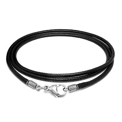 Lederschnur 2 mm mit Karabinerverschluss für Halskette Anhänger Armband geflochtene Schnur Schmuck DIY Handwerk von Generic