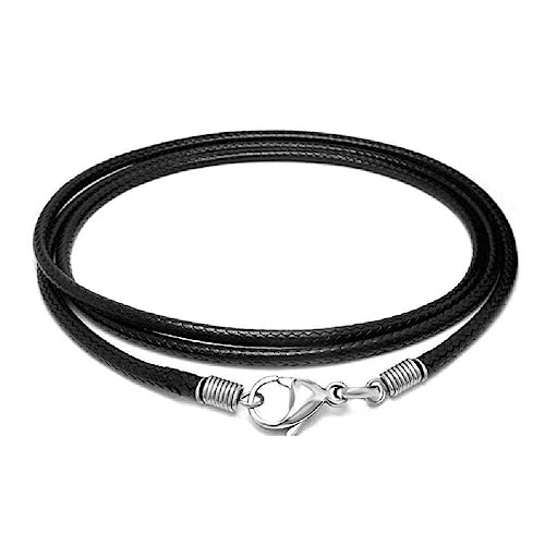 Lederschnur 2 mm mit Karabinerverschluss für Halskette Anhänger Armband geflochtene Schnur Schmuck DIY Handwerk von Generic