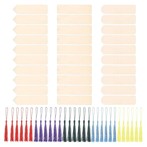 Leere Lesezeichen zum Dekorieren,Glänzende hölzerne Lesezeichen | Handgemachte Lesezeichen mit Quasten | Holz Basteln Lesezeichen für die Dekoration, 30X unfertige Holz hängende Etiketten Ornamente Leere Lesezeichen zum Dekorieren,Glänzende hölzerne Lesezeichen | Handgemachte Lesezeichen mit Quasten | Holz Basteln Lesezeichen für die Dekoration, 30X unfertige Holz hängende Etiketten Ornamente von Generic