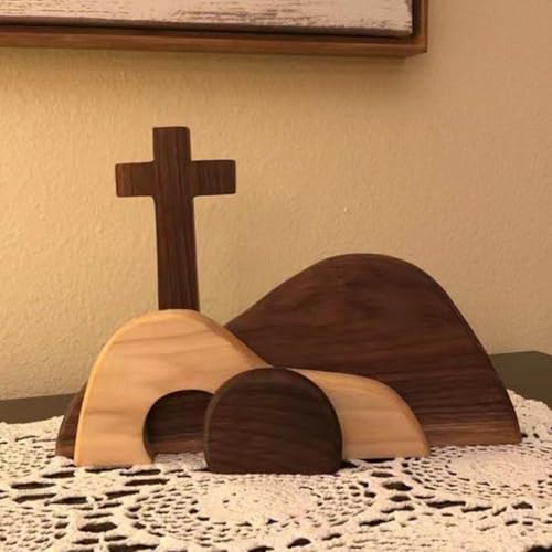 Leeres Grab-Oster-Szene und Kreuz-Dekor, Holz-Oster-Auferstehungsszene für gestuftes Tablett, "He is Risen", Jesus-Wiederstehungsdekoration, Holztablett zur Auferstehung von Christen, Tischdekoration Leeres Grab-Oster-Szene und Kreuz-Dekor, Holz-Oster-Auferstehungsszene für gestuftes Tablett, "He is Risen", Jesus-Wiederstehungsdekoration, Holztablett zur Auferstehung von Christen, Tischdekoration von Generic