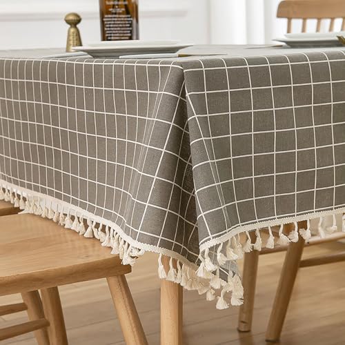Leinenoptik Tischtuch in Küchen 120x170cm, Pflegeleicht Fleckenabweisend Tischdecken, Tischtuch mit Lotuseffekt, Abwaschbar Küchentischdecke, für Wohnzimmer, Esszimmer, Balkon, Garten von Generic
