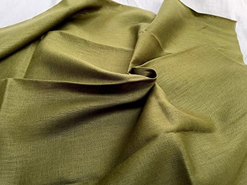 Leinenstoff, einfarbig, leicht, für Heimdekoration, Bettwäsche, Kleidung, Vorhänge, 140 cm breit (Meterware) (Khakigrün) von Generic
