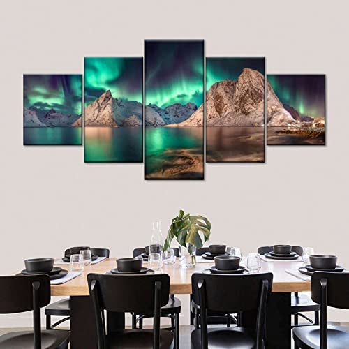 Leinwand Bilder Farbige Naturlandschaft Der Nordlichter Xxl/200 X 100 Cm Leinwandbild, Auf Leinwand Gedrucktes Kunstwerk 5-Teilig, Foto Auf Leinwand Für Wanddekoration Design Wohnzimmer Wohnkultur Leinwand Bilder Farbige Naturlandschaft Der Nordlichter Xxl/200 X 100 Cm Leinwandbild, Auf Leinwand Gedrucktes Kunstwerk 5-Teilig, Foto Auf Leinwand Für Wanddekoration Design Wohnzimmer Wohnkultur von Generic