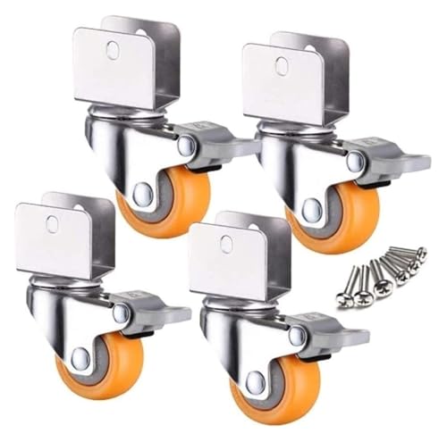Lenkrollen, Lenkrollen, Rolle, Lenkrolle, Trolley-Möbelrolle, Lenkrollen, 1,5-Zoll-U-Klemme Oben, drehbare Lenkrolle mit Bremse, Tragkraft 60 kg, mit Schrauben (25 mm/1 Zoll) von Generic