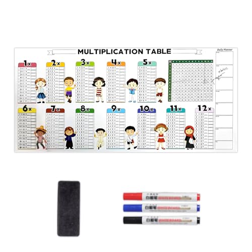 Lerntafel mit trocken abwischbarem Multiplikationsbrett für Kinder, löschbare Lernhilfe mit Stift und Radiergummi, für Wände, Türen und Tafeln (58CM*120CM) von Generic