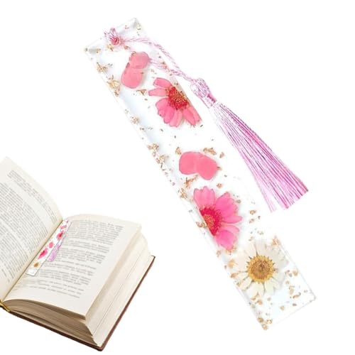 Lesezeichen für Damen, Lesezeichen aus Epoxidharz mit getrockneten Blumen, transparentes Gänseblümchen | Blumen-Lesezeichen für Buchliebhaber, Frauen, Männer, beste Freunde. von Generic
