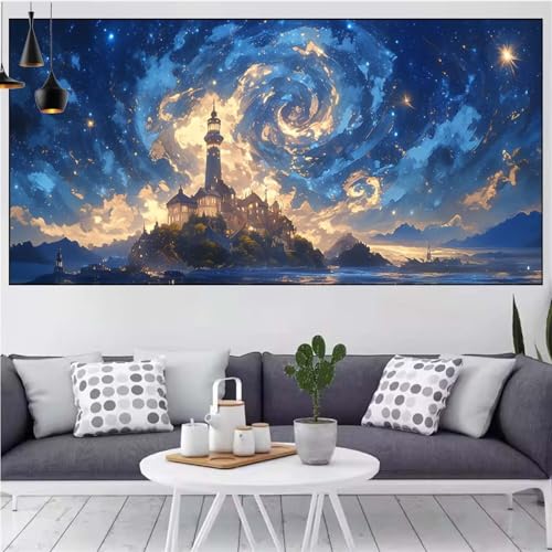 Leuchtturm Diamond Painting xxl 100x200cm Diamond Painting Erwachsene Sternenhimmel Diamant Malerei Set,Mosaikherstellung Malen Nach Zahlen Cross Stickerei Kunst Leinwand Malerei Kit,Frauen CN-136 von Generic