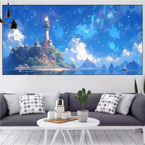Leuchtturm Diamond Painting xxl 90x180cm Diamond Painting Erwachsene Sternenhimmel Diamant Malerei Set,Mosaikherstellung Malen Nach Zahlen Cross Stickerei Kunst Leinwand Malerei Kit,Gift Frauen CN-133 von Generic