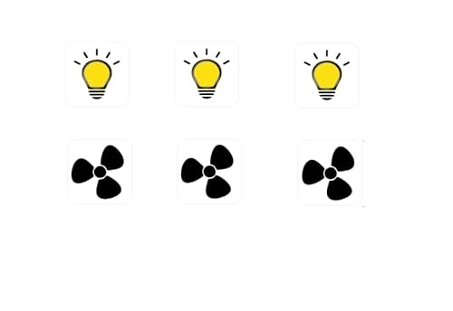 Licht und Ventilator Aufkleber Set mit 6 Stück Aufkleber Symbole (RP8/2) (10 mm) von Generic