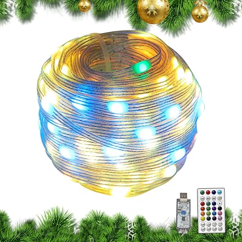 Lichterketten für den Innenbereich, LED-Lichterketten – bunte Lichterkette mit Fernbedienung mit 100 LEDs, IP65 wasserdicht für den Urlaub mit 32,8 m langen LED-Lichtern von Generic