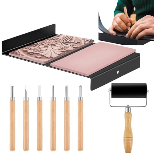 Linoleum Carving Tools, Holzschnitt Druck Kit - Holzschneider Kit Linoleographie Werkzeuge mit Farbrolle | Blockdruck Werkzeuge Kit Liefert a von Generic