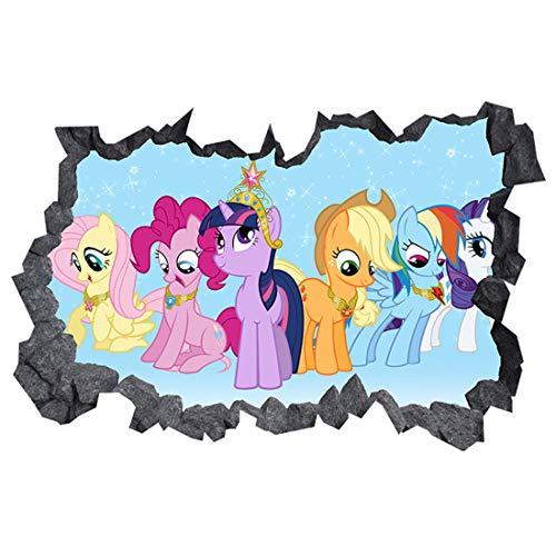 Little Pony Smile Team 3D Loch in der Wand, C-Effekt, Wandtattoo, 105cm x 69cm von Generic