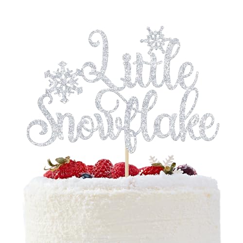 Little Snowflake Cake Topper, Winter Baby Shower Cake Decor, Sweet Little Snowflake, Winter Wonderland Baby Shower Birthday Party Decorations Silver Glitter von Generic
