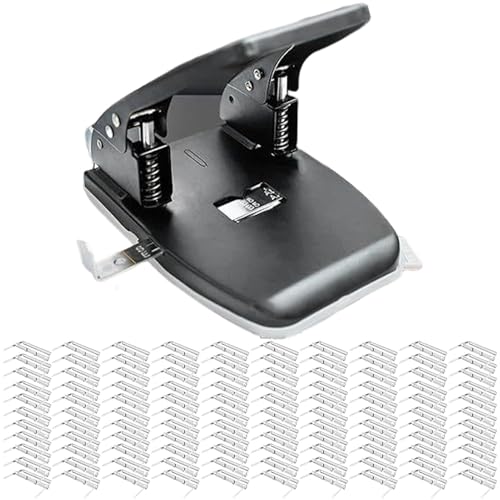 Locher für Aktenordner, Papierstanzer mit geringem Kraftaufwand, robuster Locher aus Metall, Hochleistungs-Papierstanzer, Papierstanzer mit zwei Löchern, 4,92 x 4,33 x 6,1 Zoll großer Ordnerlocher, ko von Generic