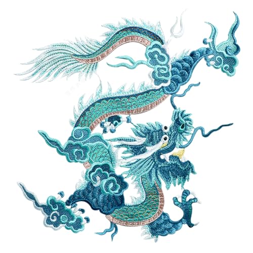 Locomo Großer chinesischer Drachen-Paar zum Aufnähen auf der Rückseite, 27 cm, King Royal, bestickte Applikation, Herren, Damen, Kleidung, Jacke, Denim, Rucksack, Dekoration von Generic