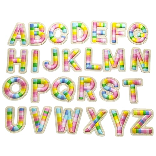 Locomo Individueller Regenbogen-Buchstaben-Aufnäher, 3D-Aufkleber, selbstklebend, 5,5 cm, zum Aufkleben auf Alphabet, Großbuchstabe zum Aufnähen, bestickt von A bis Z, personalisierbar von Generic