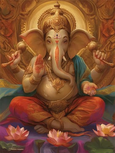 Lotus Diamond Painting Erwachsene 65x80cm Diamond Painting Klein Bastelset Kinder ab 6 jahre Diamant Malerei Ganesha Diamanten Malen Nach Zahlen Crystal Cross Stickerei Malerei Kits für Dekor z42-t von Generic