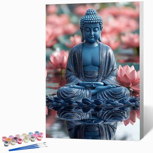 Lotus Malen Nach Zahlen Erwachsene Zen Malen Nach Zahlen DIY Set Erwachsene 60x80cm, Kreativ Handgemalt Leinwand Set Mit 3-Pinseln Und Acrylfarbe, Geschenke, Deko FüR Frauen (Ohne Rahmen) -LKF07704 von Generic
