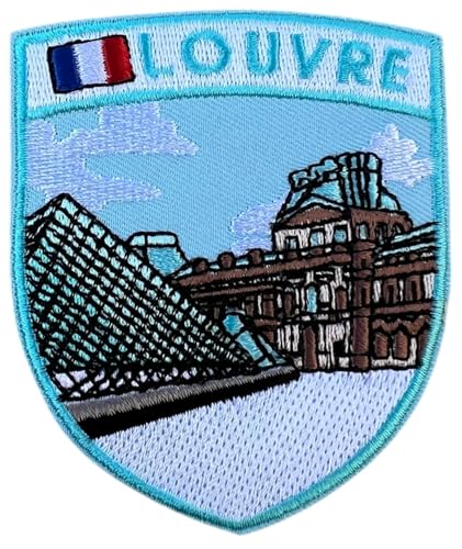 Louvre Museum Patch Paris bestickt zum Aufbügeln oder Aufnähen (7,6 cm) Pyramide und Palast mit französischer Flagge, perfektes Souvenir für Kunst- und Reiseliebhaber, Rucksäcke, Jacken, Hüte von Generic
