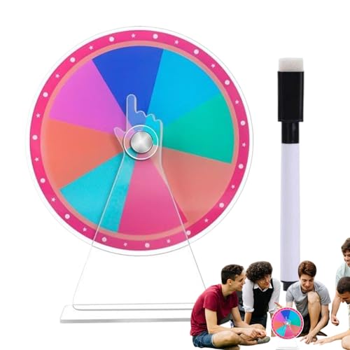Lucky Draw Carnival Spinner – Drehrad für Preise | Acryl löschbar Regenbogen bunt mit Marker, interaktives Gewinnspielzeug für Tombola-Events, Klassenzimmer-Spiele, Glücksspendenaktionen von Generic