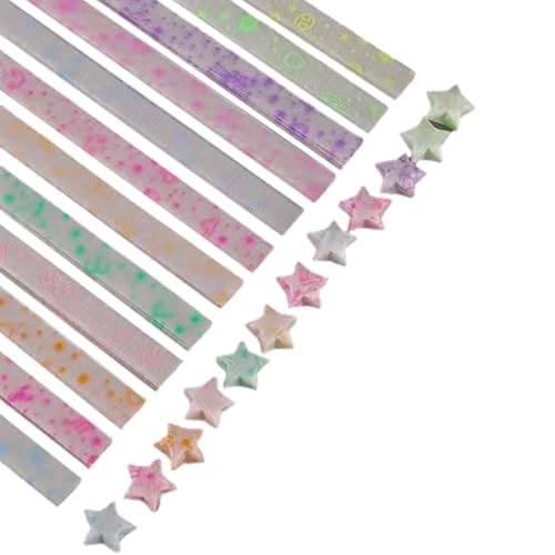 Lucky Star Papier - Faltbare Papierstreifen mit Glitzersternen, Lucky Star Faltpapier, Tragbar, Fluoreszierend, für Bastelbedarf u von Generic