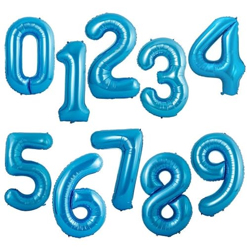 Luftballon Folienballon 16inch Geburtstagsdeko Ballon Zahl Deko zum Geburtstag (16 inch blau 0) von Generic