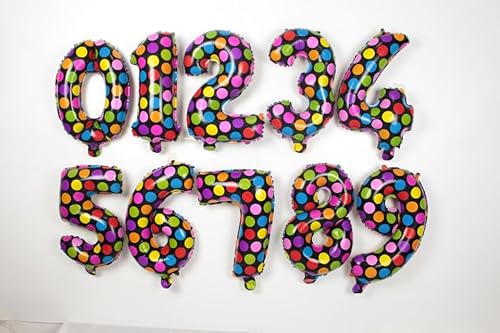 Luftballon Folienballon 16inch Geburtstagsdeko Ballon Zahl Deko zum Geburtstag (16 inch bunt gepunktet 5) von Generic