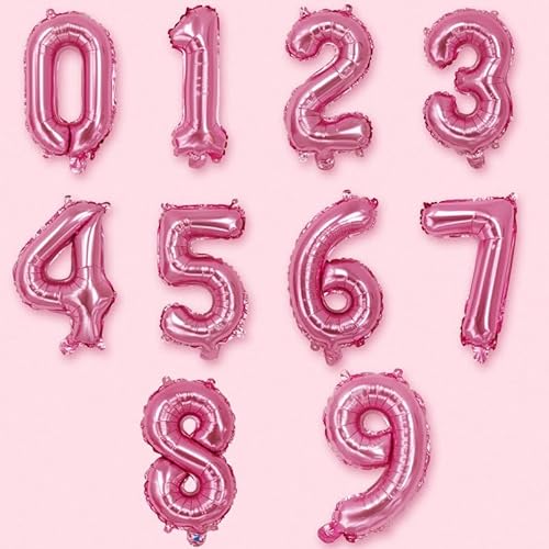 Luftballon Folienballon 16inch Geburtstagsdeko Ballon Zahl Deko zum Geburtstag (16 inch pink 0) von Generic