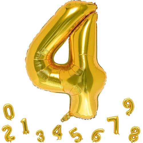 Luftballon Folienballon 23inch Geburtstagsdeko Ballon Zahl Deko zum Geburtstag (23 inch gold 4) von Generic