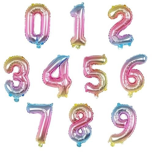 Luftballon Folienballon 23inch Geburtstagsdeko Ballon Zahl Deko zum Geburtstag (23inch Regenbogen 3) von Generic