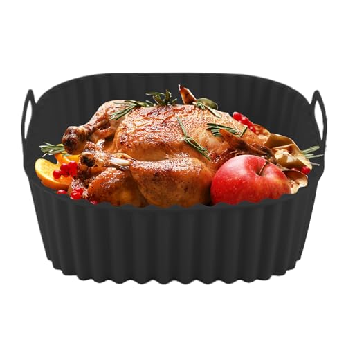 Luftfritteuse Silikonkorb | Quadratische Luftfritteuse Ofenplatte – Küche Kochgeschirr Antihaft-Backblech zum Kochen Grillen Braten Indoor Outdoor Home Wohnung Familie Camping Kuchen von Generic