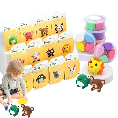 Luftgetrocknetes Ton-Set, Modelliermasse für | Modellierset mit Tiermotiven / Desserts/Dinosauriern für – weiches kreatives Kunsthandwerk mit 12 Stilen, Kitt-Set Luftgetrocknetes Ton-Set, Modelliermasse für | Modellierset mit Tiermotiven / Desserts/Dinosauriern für – weiches kreatives Kunsthandwerk mit 12 Stilen, Kitt-Set von Generic