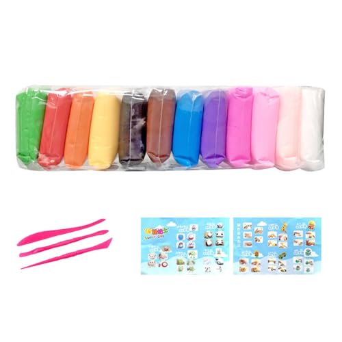 Lufttrockener Ton Modelliermasse, 12 Farben Modelliermasse mit 3 Tonwerkzeugen, ultraleichter magischer Ton, Bastelsets für Mädchen, tolle Geschenke für 3-12 von Generic