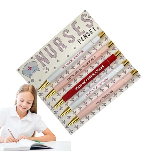 Lustige Krankenschwester-Stifte, lustiges Kugelschreiber-Set - 5X tägliches Stiftset mit lustigen Zitaten,Tägliches Stifteset mit lustigen Cartoon-Zitaten, schwarze Tinte, lustige Stifte mit lustigen Lustige Krankenschwester-Stifte, lustiges Kugelschreiber-Set - 5X tägliches Stiftset mit lustigen Zitaten,Tägliches Stifteset mit lustigen Cartoon-Zitaten, schwarze Tinte, lustige Stifte mit lustigen von Generic