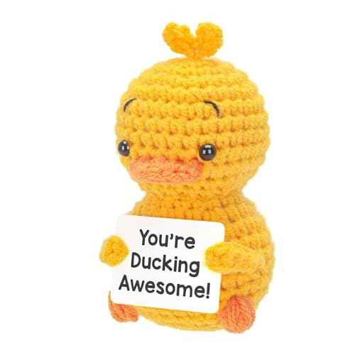 Lustige gehäkelte Gag-Schreibtisch-Dekoration, emotionale Unterstützung Tiny Positive Duck Crochet | Niedliche und lustige gestrickte Schreibtisch-Dekoration für Männer und Frauen, die lieben von Generic
