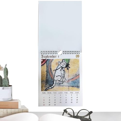 Lustiger Katzenkalender – Kalender mit hängenden Löchern, Kalender mit unlinierten Blöcken | Pfostenkalender, lustiger Kalender, ausgefallene Katzenbilder, dicker Papierkalender, Elep von Generic