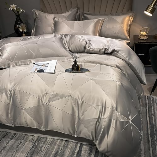 Luxuriöses Lyocell-Bettbezug-Set in Queen-Size, bequemes Bettwäsche-Set aus gewaschenem Lyocell, atmungsaktives Bettlaken-Set aus Jacquardstoff mit geometrischen Mustern,Gray 2,Full Luxuriöses Lyocell-Bettbezug-Set in Queen-Size, bequemes Bettwäsche-Set aus gewaschenem Lyocell, atmungsaktives Bettlaken-Set aus Jacquardstoff mit geometrischen Mustern,Gray 2,Full von Generic