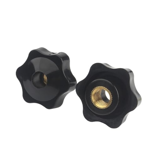 M4 M5 M6 M8 M10 M12 Pflaume Bakelit Hand Festziehen Muttern Klemme Knopf Griff Gewinde Stern Schwarz Manuelle Daumen Mutter(Thoung Hole,M6(Head 25mm) 10pcs) von Generic
