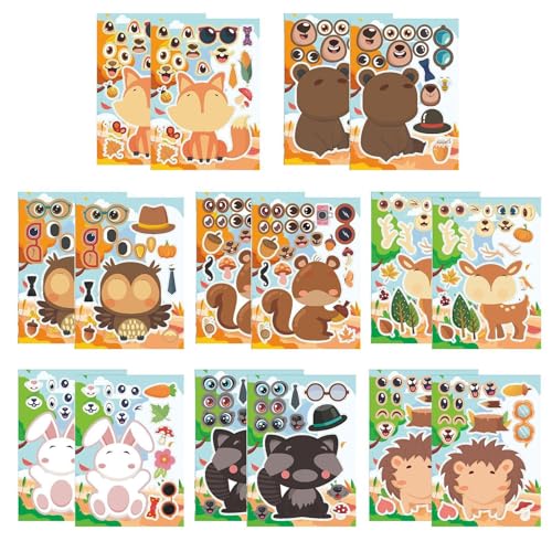Machen Sie ein Gesichtsaufkleber, Gesichtsaufkleber für Kinder,16x Cartoon Animal Face Sticker für Handwerk - -Puzzlespiel, Party bevorzugt Goodie Bags Stuffers Crafts -Aktivitäten für und Mädchen Machen Sie ein Gesichtsaufkleber, Gesichtsaufkleber für Kinder,16x Cartoon Animal Face Sticker für Handwerk - -Puzzlespiel, Party bevorzugt Goodie Bags Stuffers Crafts -Aktivitäten für und Mädchen von Generic