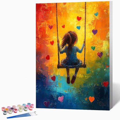 MäDchen Malen Nach Zahlen Erwachsene Swing Malen Nach Zahlen DIY Set Erwachsene 100x135cm, Kreativ Handgemalt Leinwand Set Mit 3-Pinseln Und Acrylfarbe, Geschenke FüR Frauen (Ohne Rahmen) -LKF0718FX von Generic