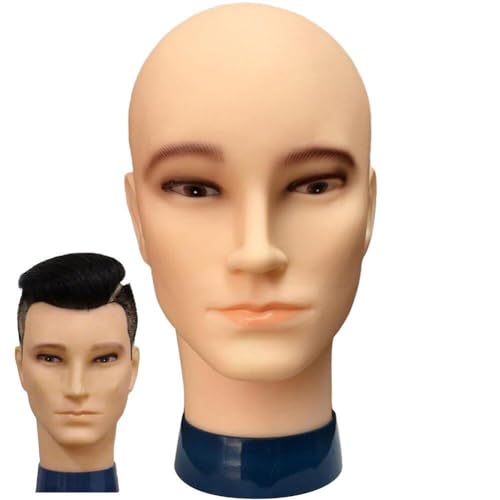 Männlicher Kahlen Mannequin Kopf Professioneller Gesicht Make -up -puppenkopf Für Perücken Machen Displayhüte Brille Perücken Kopfmodell von Generic