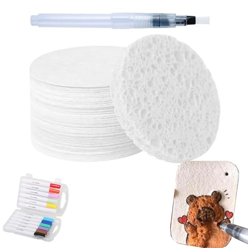 Magic Puffy Paint, 3D Drawing Magic Canvas Sponge, Foam Texture Blank Painting Paper, Puffy Popcorn Drawing Pens Colors with 3D Ink (10PCS White Paper D:8CM/3.2In) von Generic
