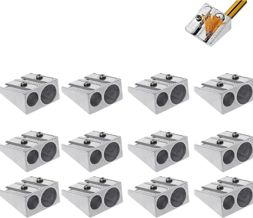 Magnesium Pencil Sharpener, Magnesium-bleistiftspitzer, 2-Hole Metal Pencil Sharpener, Pencil Sharpener, Spitzer aus magnesium, Pencil Sharpener, Dosenspitzer für Schule Büro (12pcs) von Generic