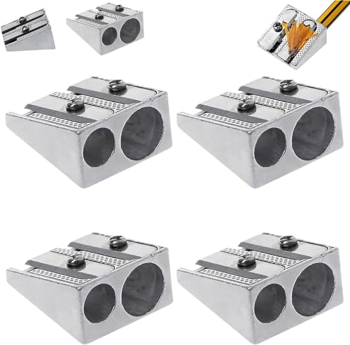 Magnesium Pencil Sharpener, Magnesium-bleistiftspitzer, 2-Hole Metal Pencil Sharpener, Pencil Sharpener, Spitzer aus magnesium, Pencil Sharpener, Dosenspitzer für Schule Büro (4pcs) von Generic