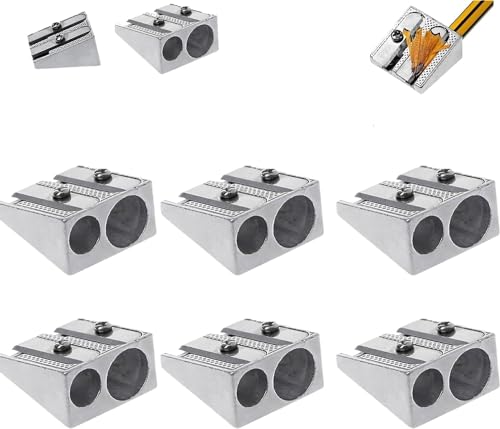 Magnesium Pencil Sharpener, Magnesium-bleistiftspitzer, 2-Hole Metal Pencil Sharpener, Pencil Sharpener, Spitzer aus magnesium, Pencil Sharpener, Dosenspitzer für Schule Büro (6pcs) von Generic