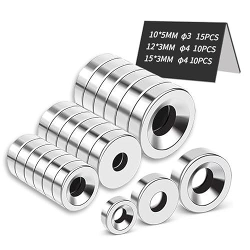 Magnete Stark 3 Größe Magnet mit Loch Rund 10x5mm,12x3mm,15x3mm 35pack Neodym Magnet Permanent N35 Round Ndfeb für Whiteboards Küchenbüro Garage Kühlschrank DIY Model Holzhandwerk Magnete Stark 3 Größe Magnet mit Loch Rund 10x5mm,12x3mm,15x3mm 35pack Neodym Magnet Permanent N35 Round Ndfeb für Whiteboards Küchenbüro Garage Kühlschrank DIY Model Holzhandwerk von Generic