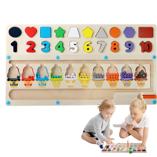 Magnetfarbe und Zähllabyrinth, Spielbrett zum Erlernen von Zahlenformen aus Holz, Farberkennung im Vorschulalter, passende Spielzeugsortierung für Jungen und Mädchen ab 3 Jahren von Generic