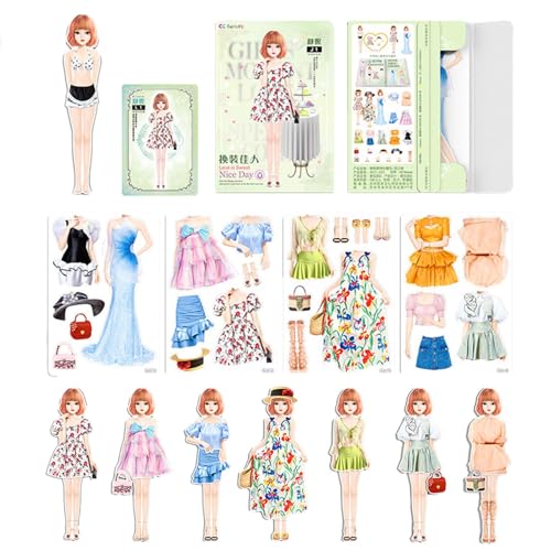 Magnetische Papier-Puppen - Magnetische Ausschnitte, magnetische Kleidung für Kinder | Fiktion Spiel mit Papierprinzessin, bunte Puzzles von Puppenkleidung aus Magnetpapier für Compl Geschenk von Generic