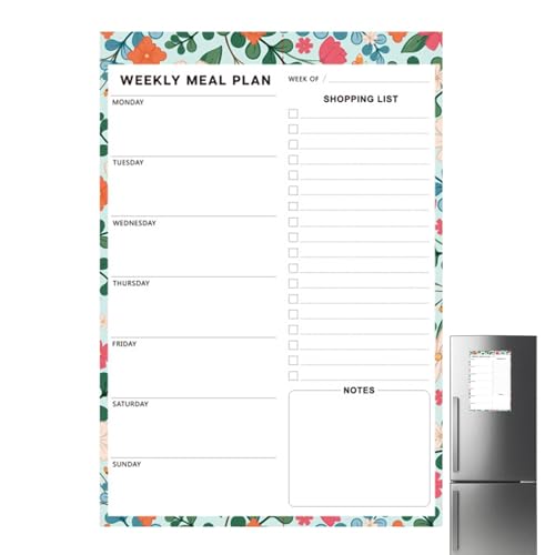 Magnetischer Speiseplaner, Kühlschrank Einkaufsliste Magnet - Memoboard Essensplanung Notizblock mit starken Magneten,60 Abreißblätter, hocheffiziente, wöchentliche Einkaufsliste Planung von Generic