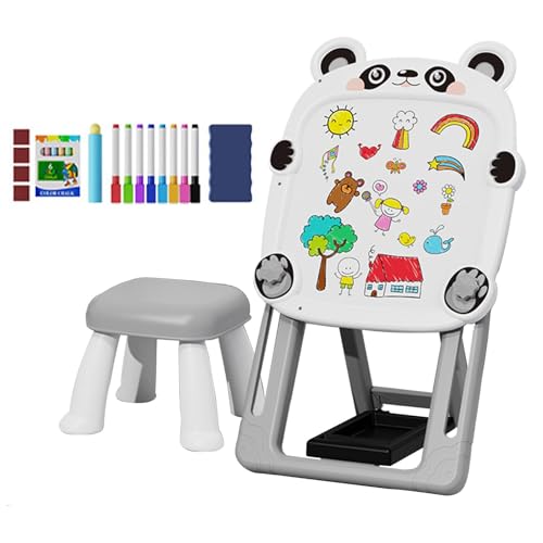 Magnetischer Zeichentisch - Faltbarer doppelseitiger Graffiti-Tafelhalter für Kinder | Einstellbare Kreidetafel, Kreidetafel-Stuhl staubfrei, kinderfreundlich, dida board von Generic